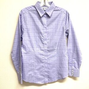 Red House S Shirt Button Front Non-Iron Top Cotton Blouse Hidden Buttons Lavende
